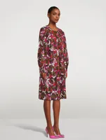 Darko Cotton Printed Long-Sleeve Midi Dress