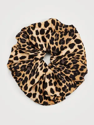 XL Oversized Silk Scrunchie In Leopard Print