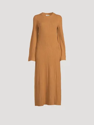 Larga Bell-Sleeve Wool And Cashmere Maxi Dress