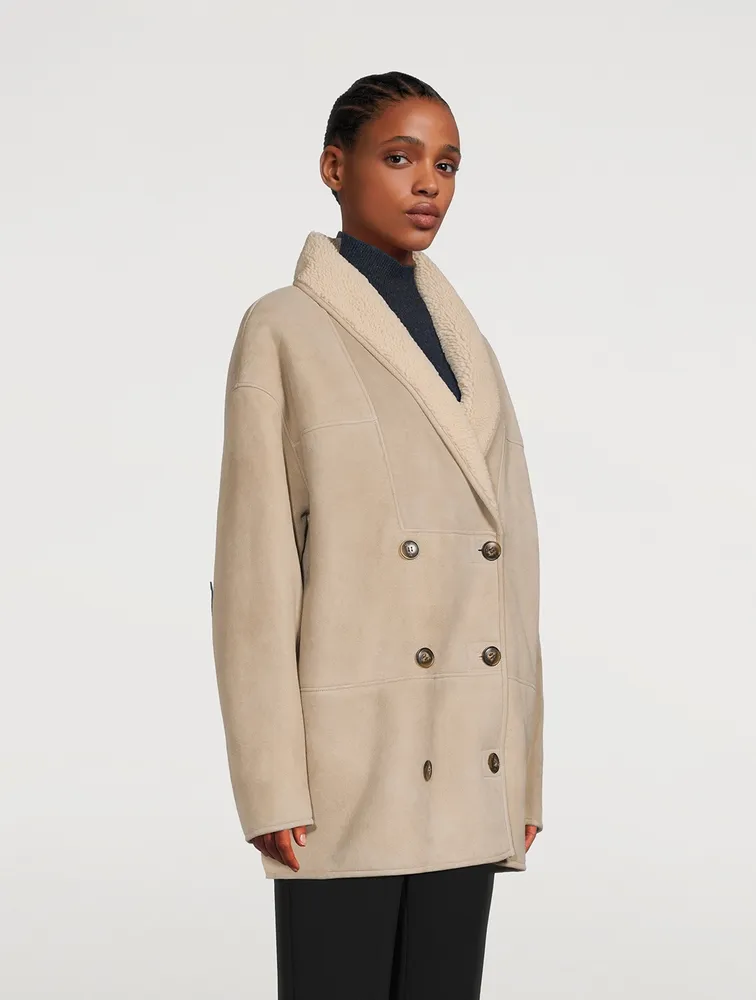 Cebu Shearling Double-Breasted Coat