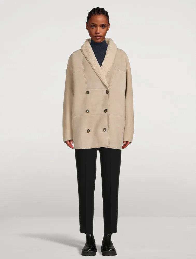 Cebu Shearling Double-Breasted Coat