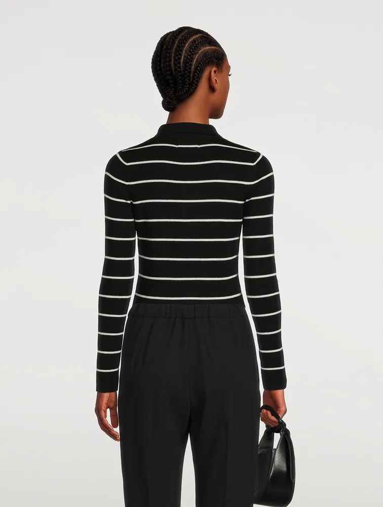 Piazzi Wool Polo Bodysuit Stripe Print