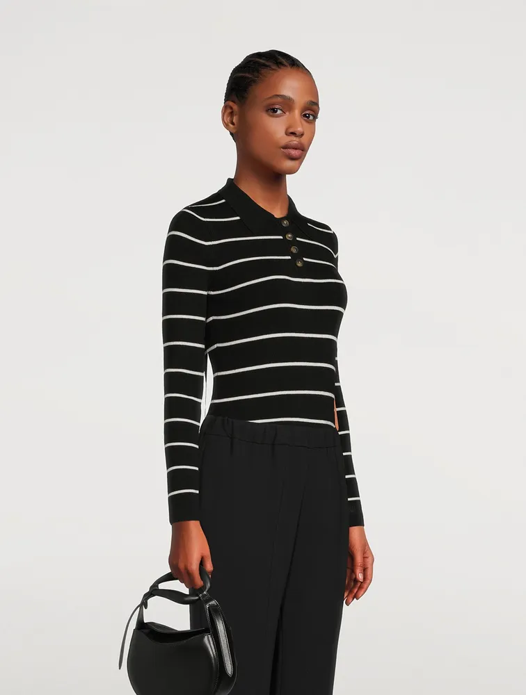 Piazzi Wool Polo Bodysuit Stripe Print