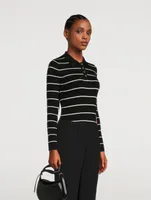 Piazzi Wool Polo Bodysuit Stripe Print