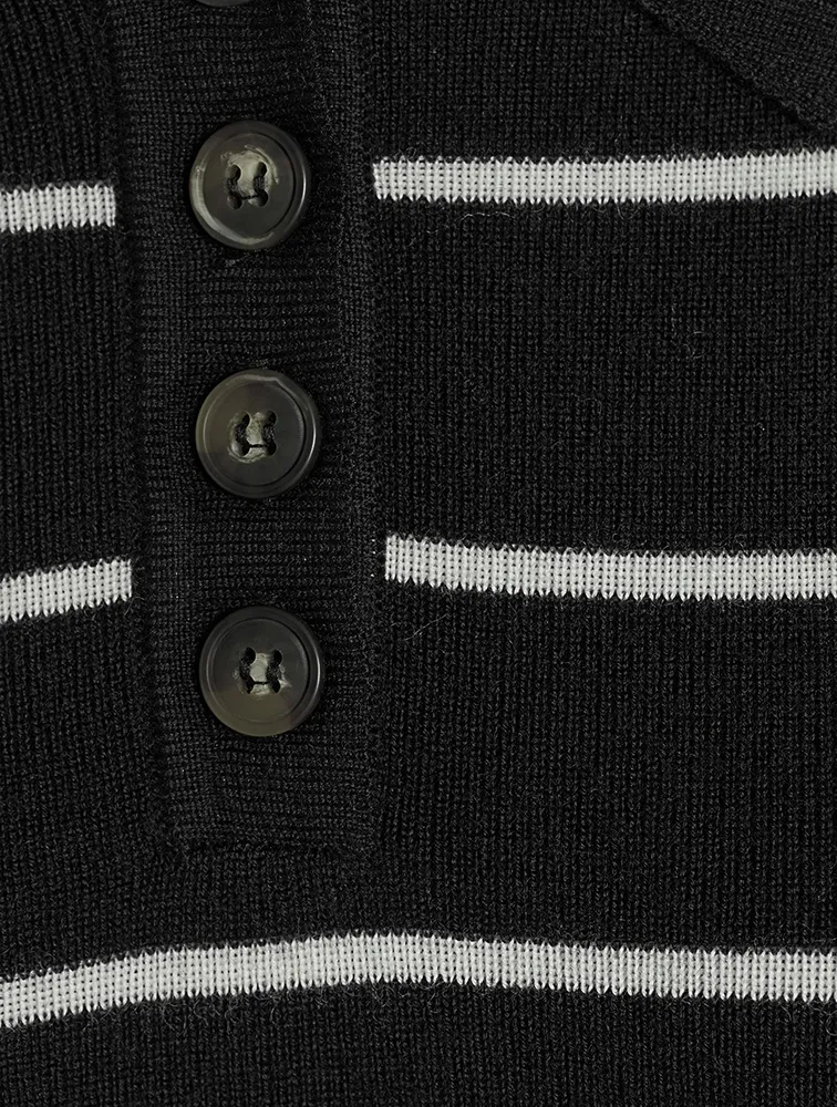Piazzi Wool Polo Bodysuit Stripe Print