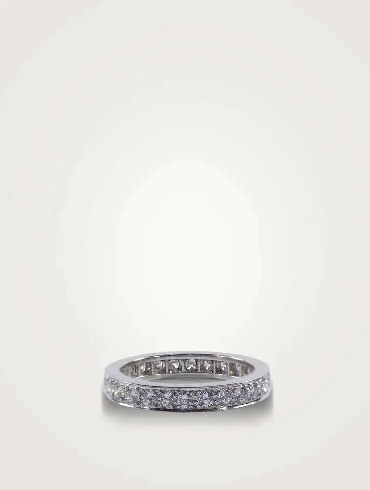 3mm Bead Set Platinum Eternity Band Ring With Diamonds