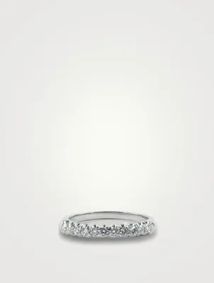 Fishtail Platinum Partway Band Ring With Diamonds