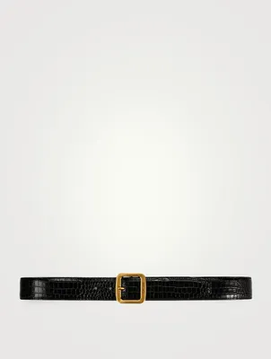 Crocodile-Effect Leather Belt