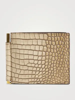 Croc-Embossed Leather Bifold Wallet