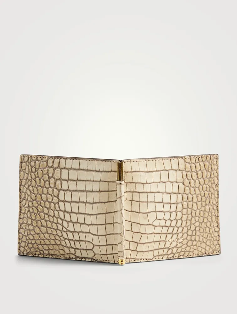 Croc-Embossed Leather Bifold Wallet