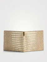 Croc-Embossed Leather Bifold Wallet