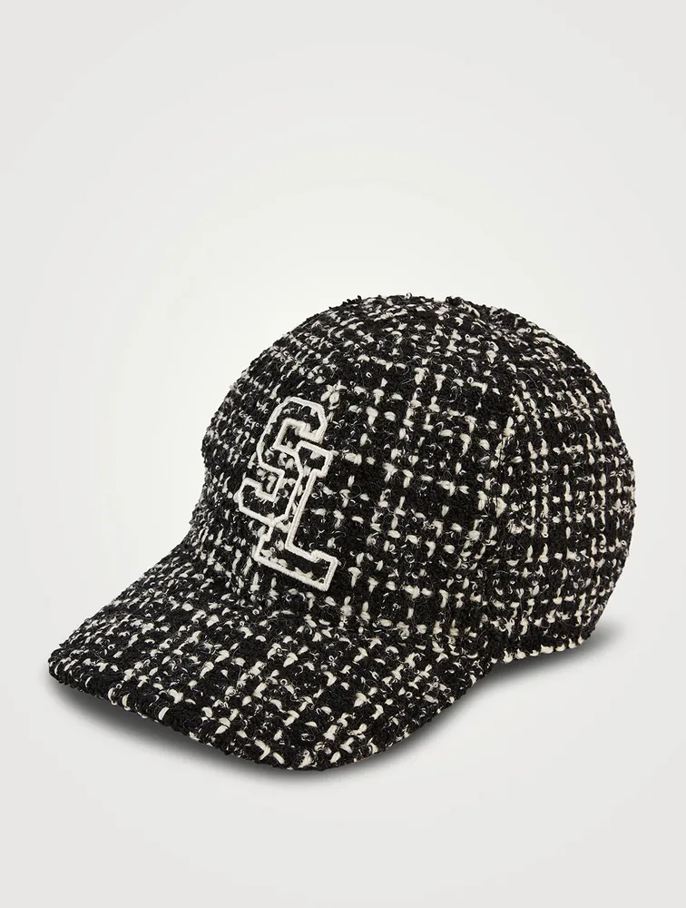 Checked Tweed Wool Baseball Cap