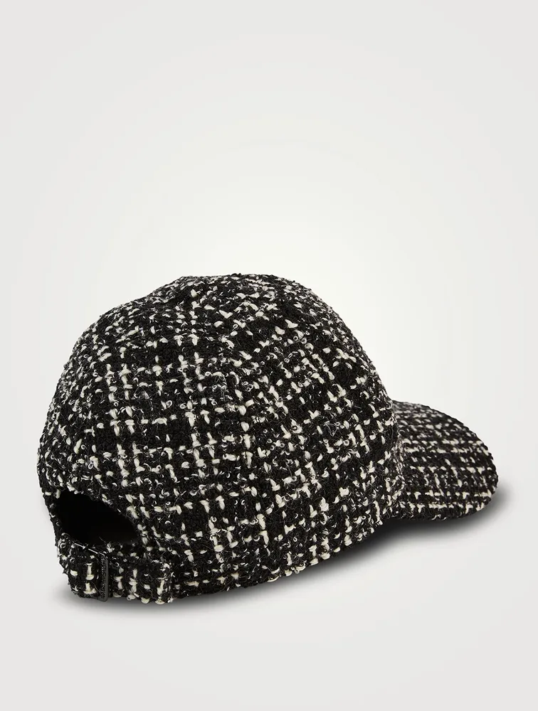 Checked Tweed Wool Baseball Cap