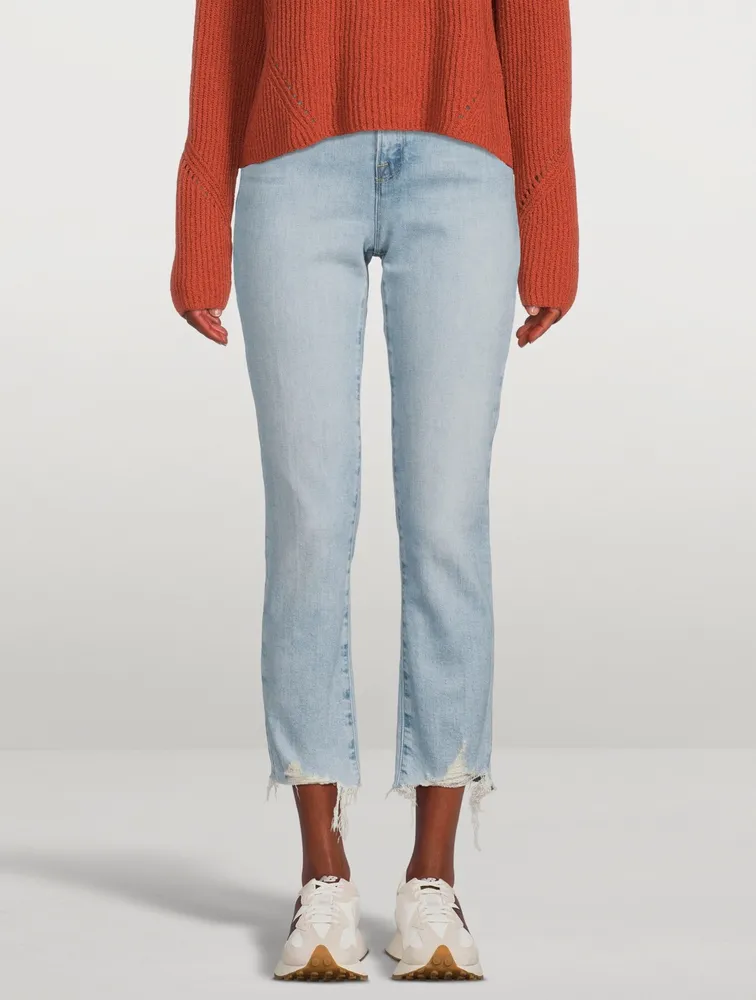 Le High Straight Jeans With Raw Edge