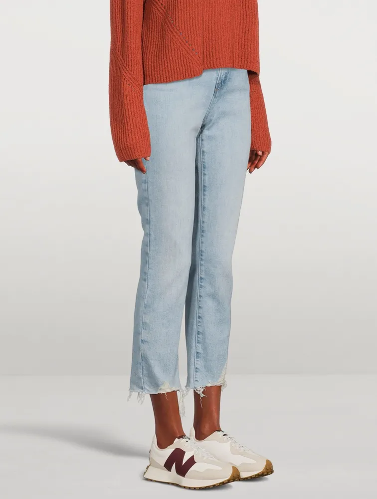 Le High Straight Jeans With Raw Edge