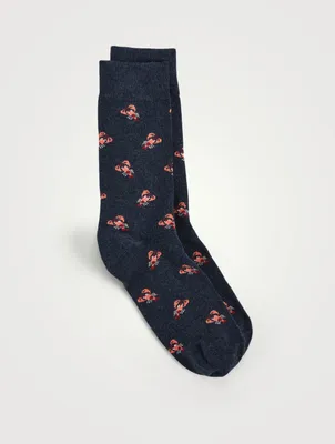 Organic Cotton Socks In Lobster Print