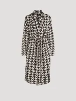 Viola Houndstooth Jacquard Belted Sweater Coat