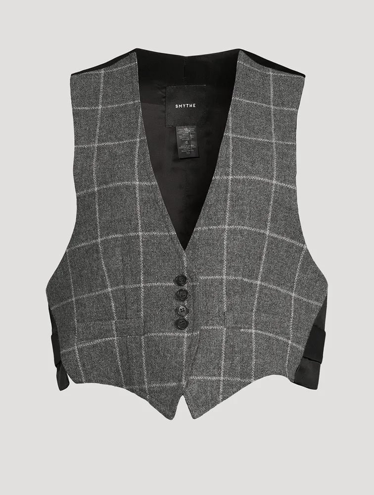 Wool Vest Grid Print