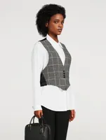 Wool Vest Grid Print