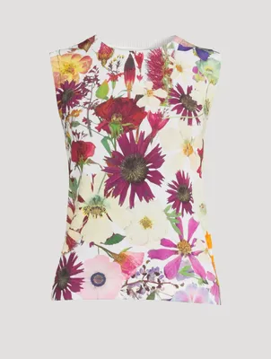 Knit Tank Top Floral Print