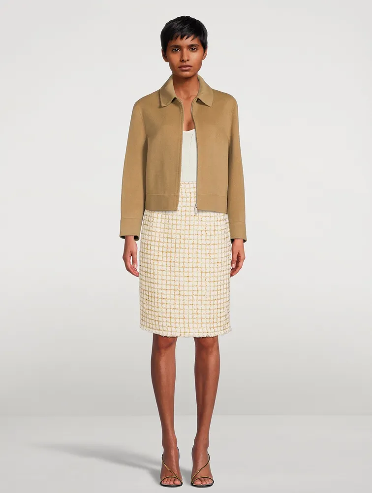 Lurex Tweed Pencil Skirt
