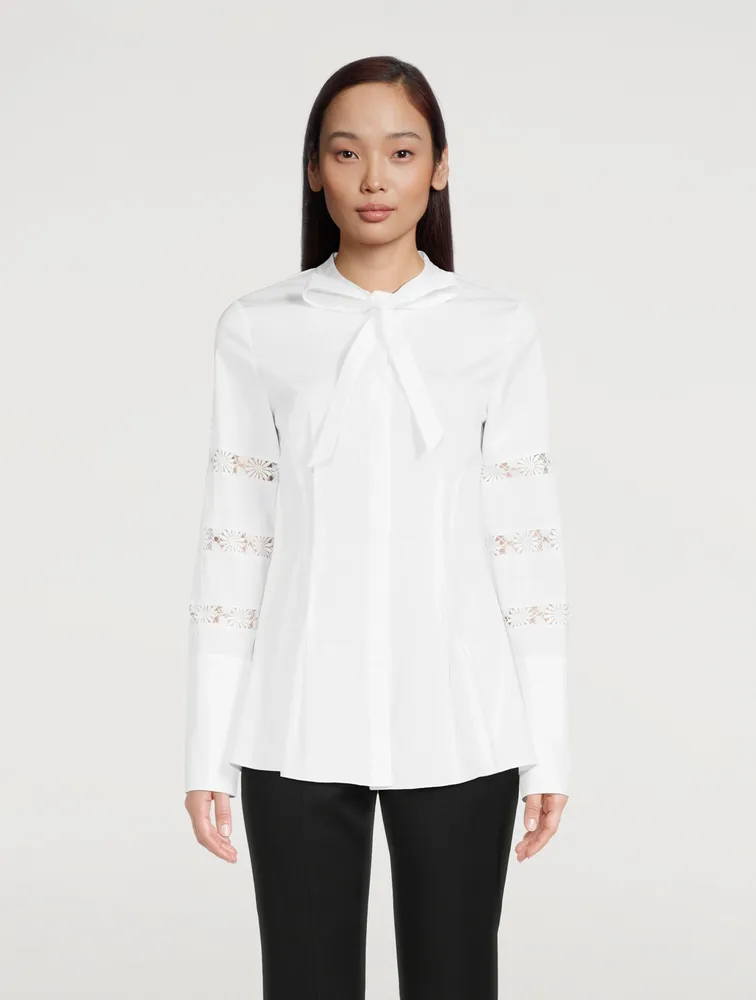 Cotton Poplin Blouse With Trim