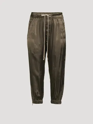 Cropped Satin Track Pants