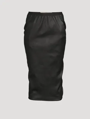 Pillar Leather-Blend Midi Skirt