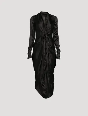 Long-Sleeve Wrap Midi Dress