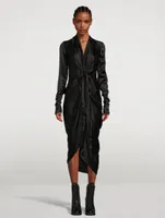 Long-Sleeve Wrap Midi Dress