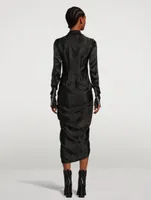 Long-Sleeve Wrap Midi Dress