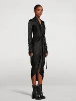 Long-Sleeve Wrap Midi Dress
