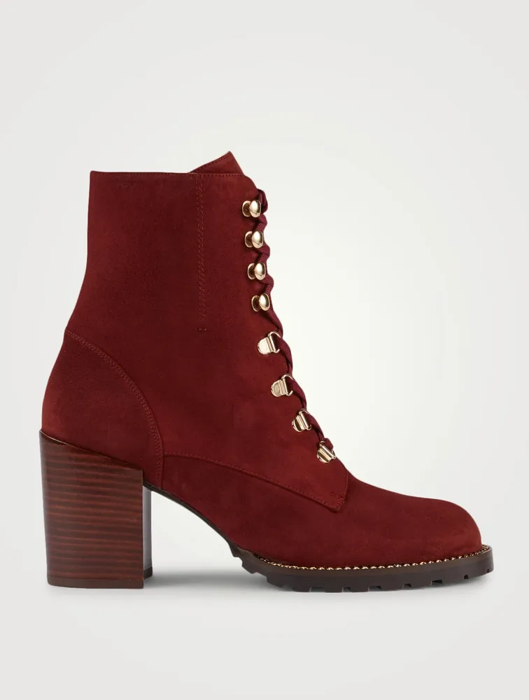 Kolbie Chain-Trimmed Suede Combat Boots