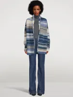 Italy Cashmere Smoking Jacket In Striped Print