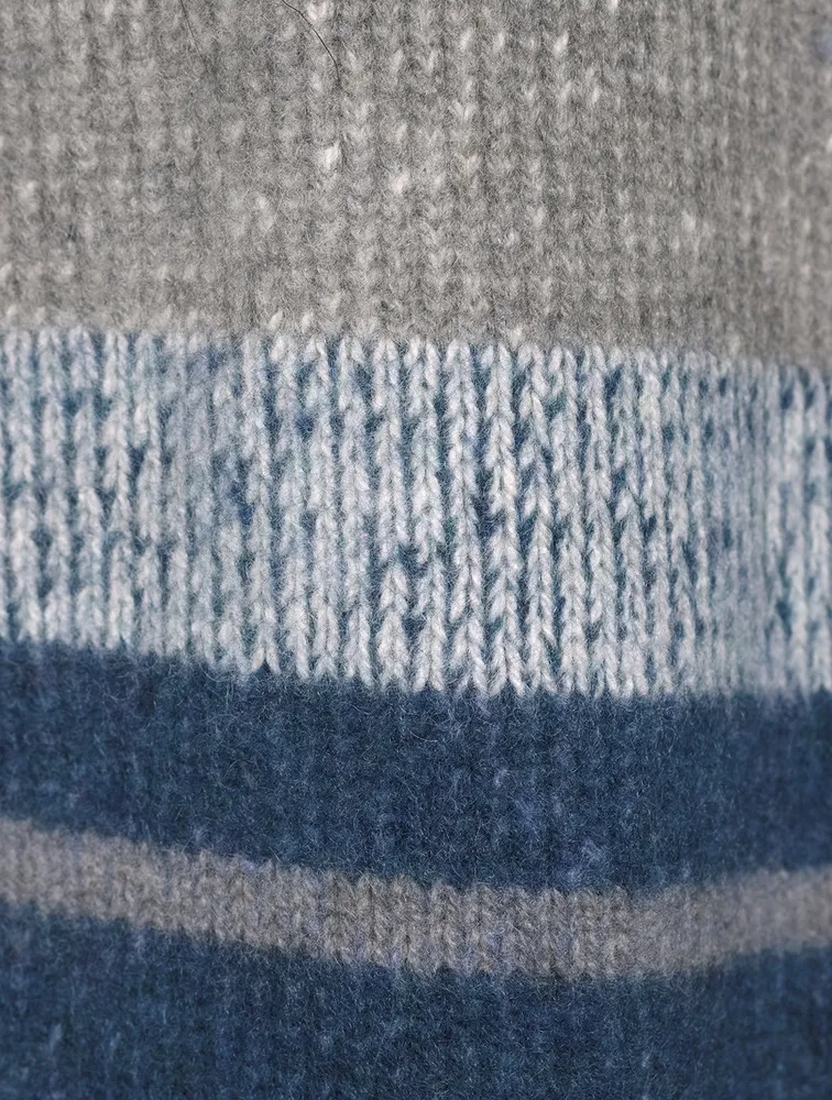 Italy Cashmere Smoking Jacket In Striped Print