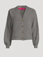 Balloon-Sleeve Heavy Cashmere Cardigan