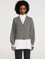 Balloon-Sleeve Heavy Cashmere Cardigan