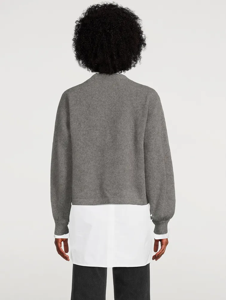 Balloon-Sleeve Heavy Cashmere Cardigan