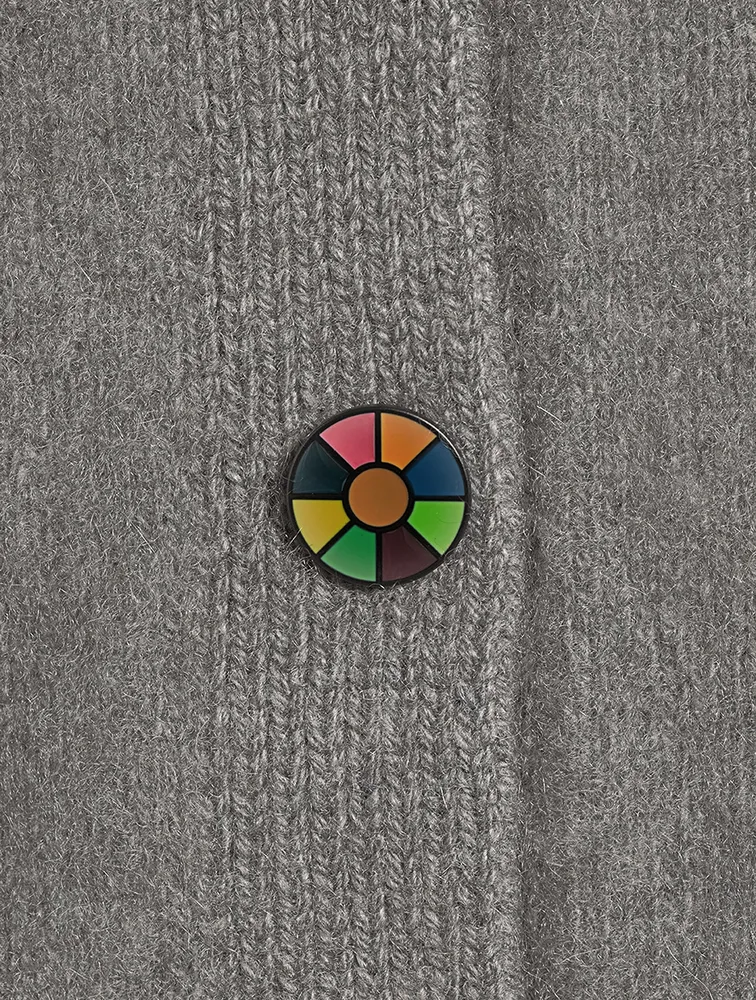 Balloon-Sleeve Heavy Cashmere Cardigan