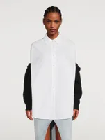 Bi-Layer Oxford Shirt With Integral Knit Shrug