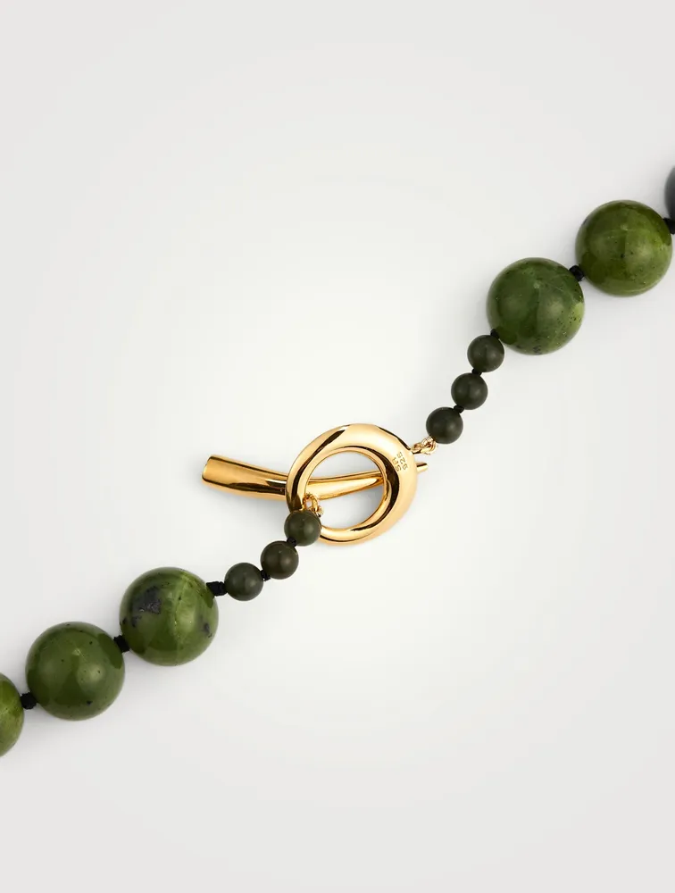 Medium 18K Gold Vermeil Jade Beaded Necklace