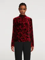 Chiala Velvet Turtleneck Rose Print