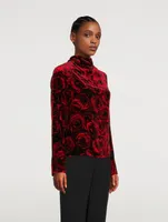 Chiala Velvet Turtleneck Rose Print