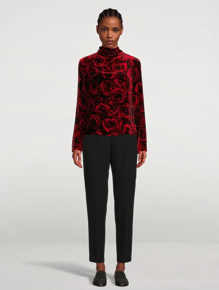 Chiala Velvet Turtleneck Rose Print