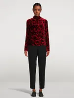 Chiala Velvet Turtleneck Rose Print