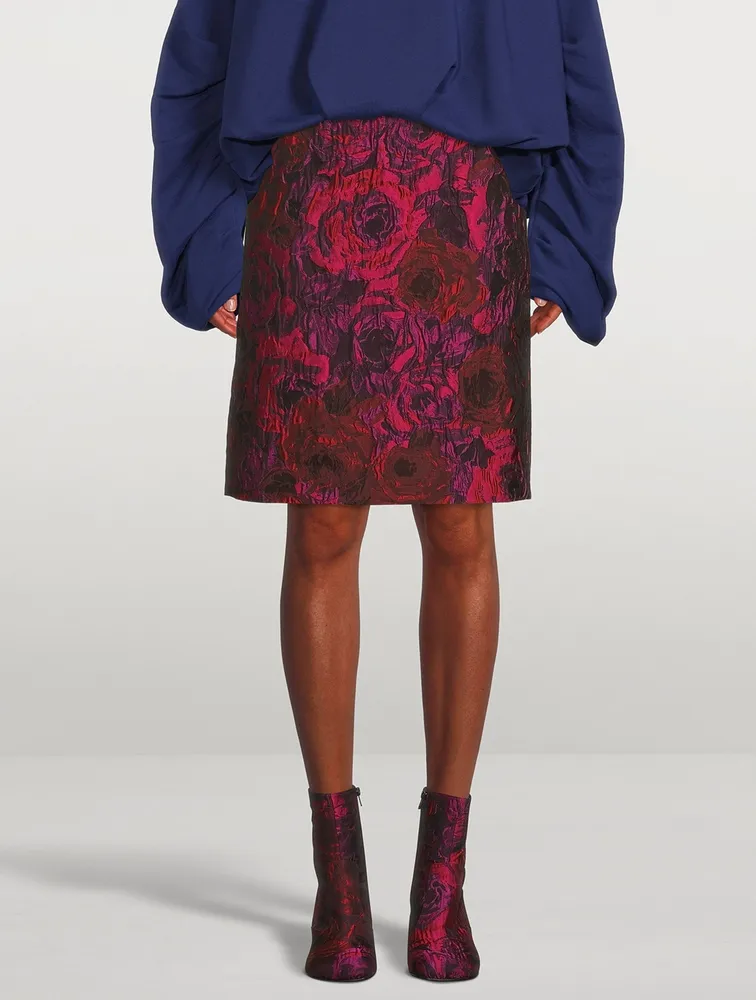 Santony Rose Jacquard Pencil Skirt