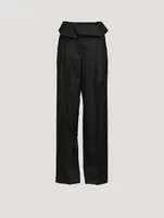 Pitt Belted Wool Trousers Pinstripe Print