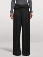 Pitt Belted Wool Trousers Pinstripe Print