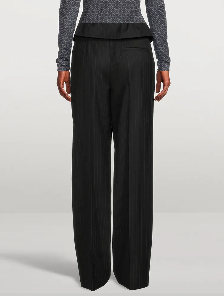 Pitt Belted Wool Trousers Pinstripe Print