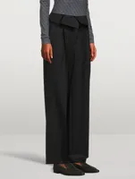 Pitt Belted Wool Trousers Pinstripe Print